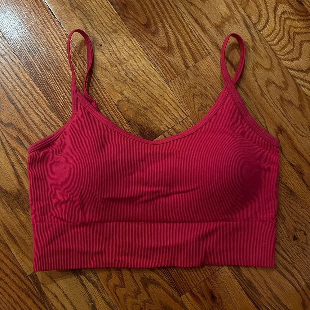 Red Ribbed Crop Top